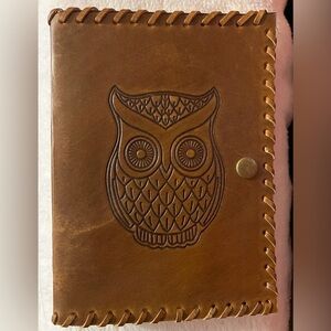 Brown Leather Journal with Owl Design